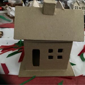 Christmas paper mache house to decorate for Christmas decoration.